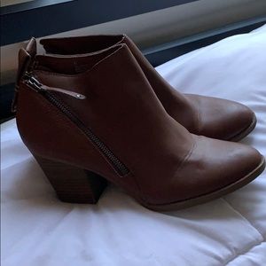 Brown leather booties